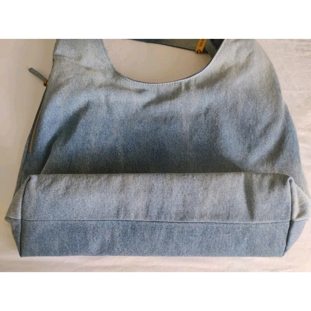 Steve Madden Denim Jean Hobo Slouch Shoulder Bag Blue Bdempsys EUC